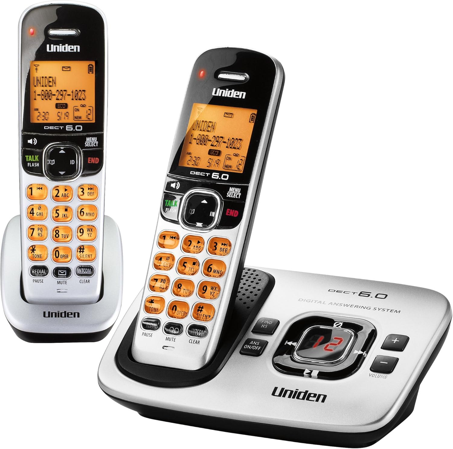 D1760-2 DECT 6.0 Expandable Cordless Phone with Caller ID, Silver, 2 Handsets Pack of 2