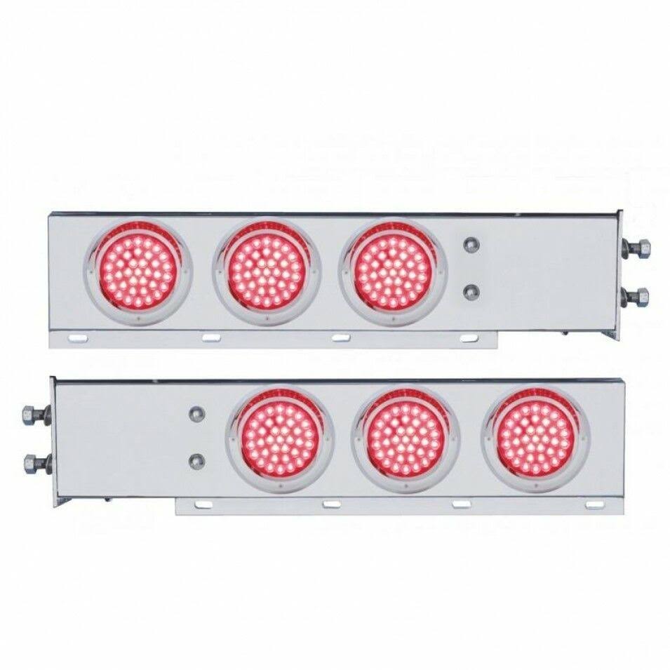 United Pacific 61675 Bolt Pattern Chrome Light Bar Six 36 LED 4x22 Lights u0026 Visors - Red LED/Red Lens