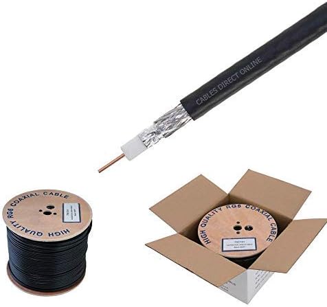 RG6 500ft Dual Shield Coaxial Cable, 18 AWG Copper Clad Steel Conductor, Foam PE Core, 60% aluminum braid, PVC Jacket, Reel in Box (500FT, White)