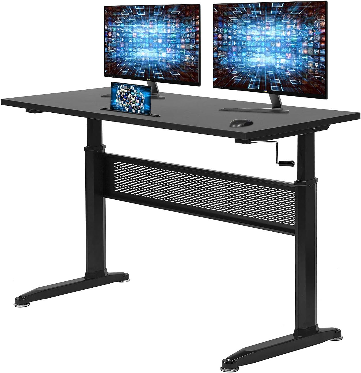 Standing Desk 48 inches Converter Computer Workstation Height Adjustable Desk Large Desktop Stand Up Desk Ergotron Laptop Sit-Stand Desk Fit Dual Monitor for Home Office,Black