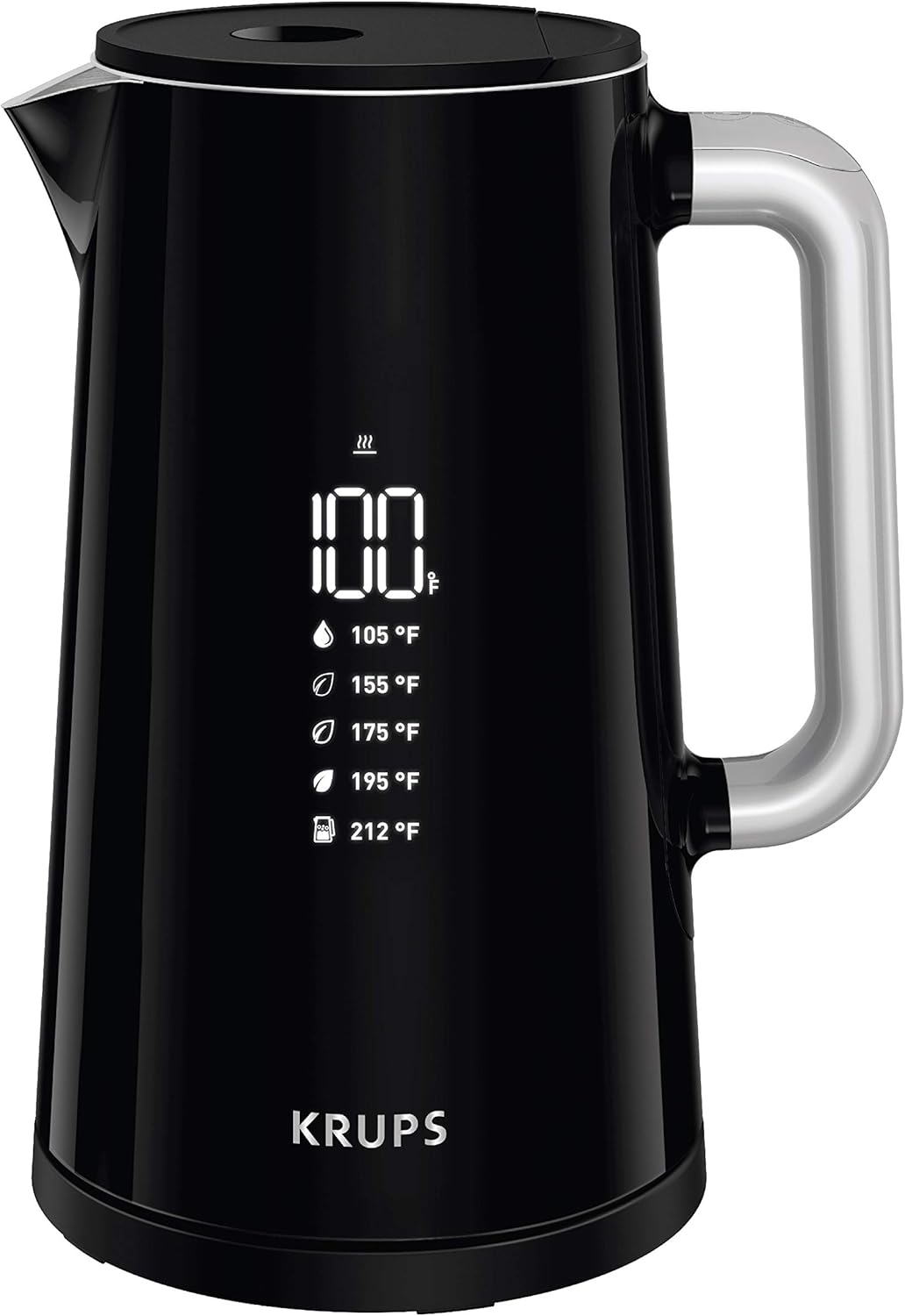 KRUPS BW801852 Smart Temp Digital Kettle Full Stainless Interior and Safety Off, 1.7-Liter, Black Pack of 2