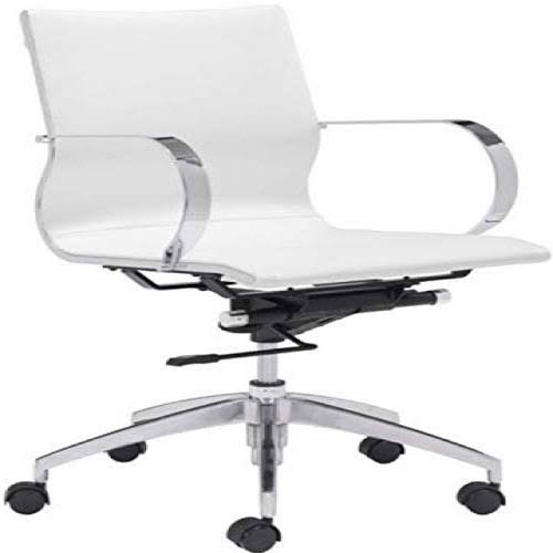 Zuo Modern Glider Low Back Office Chair White Slim Yet Comfortable P