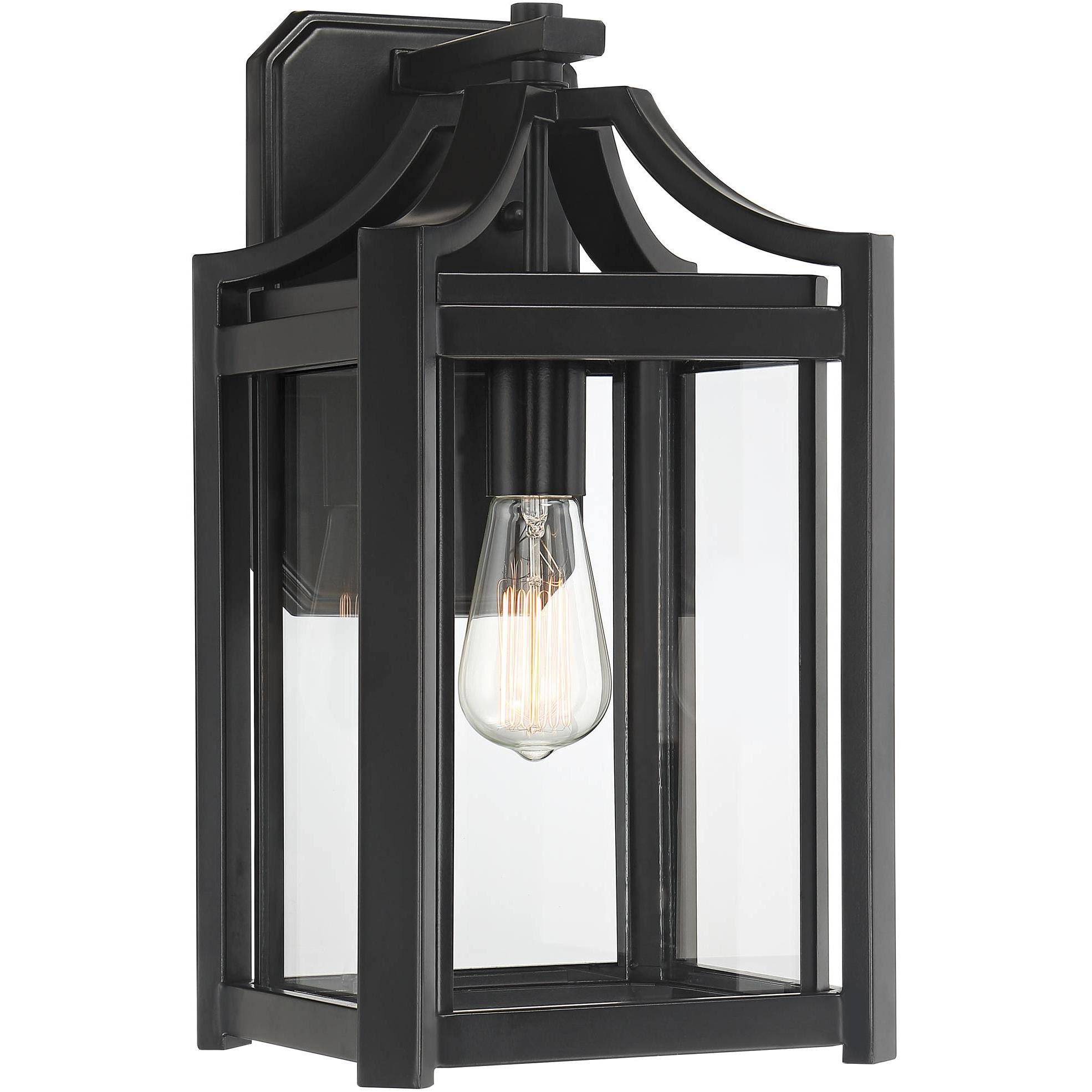 Franklin Iron Works Rustic Farmhouse Outdoor Wall Light Fixture Black 16 1/4x22 Clear Beveled Glass Exterior House Porch Patio D
