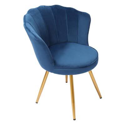 Soft Accent Side Chair with Golden Legs Mercer41 Body Fabric: Navy Velvet