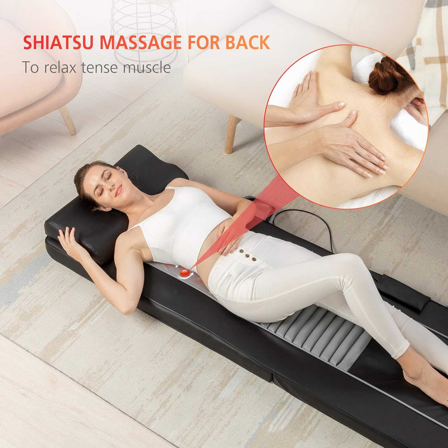 Full Body Massage Mat, Shiatsu Back Massager with Heat & 10 Motors Vibrating Massage Mattress, Shiatsu Massage Pad for Bed,Massager for Neck and Back,Thighs,Legs