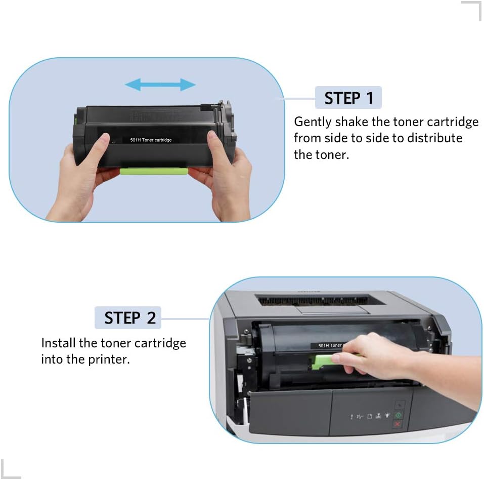 Leize Compatible Toner Cartridge Replacement for Lexmark 501H 50F1H00 501 50F1000 Toner, High Yield Black 5,000 Pages use for Lexmark MS310 MS312 MS315 MS410 MS415 MS510 MS610 Printer, 2-Pack