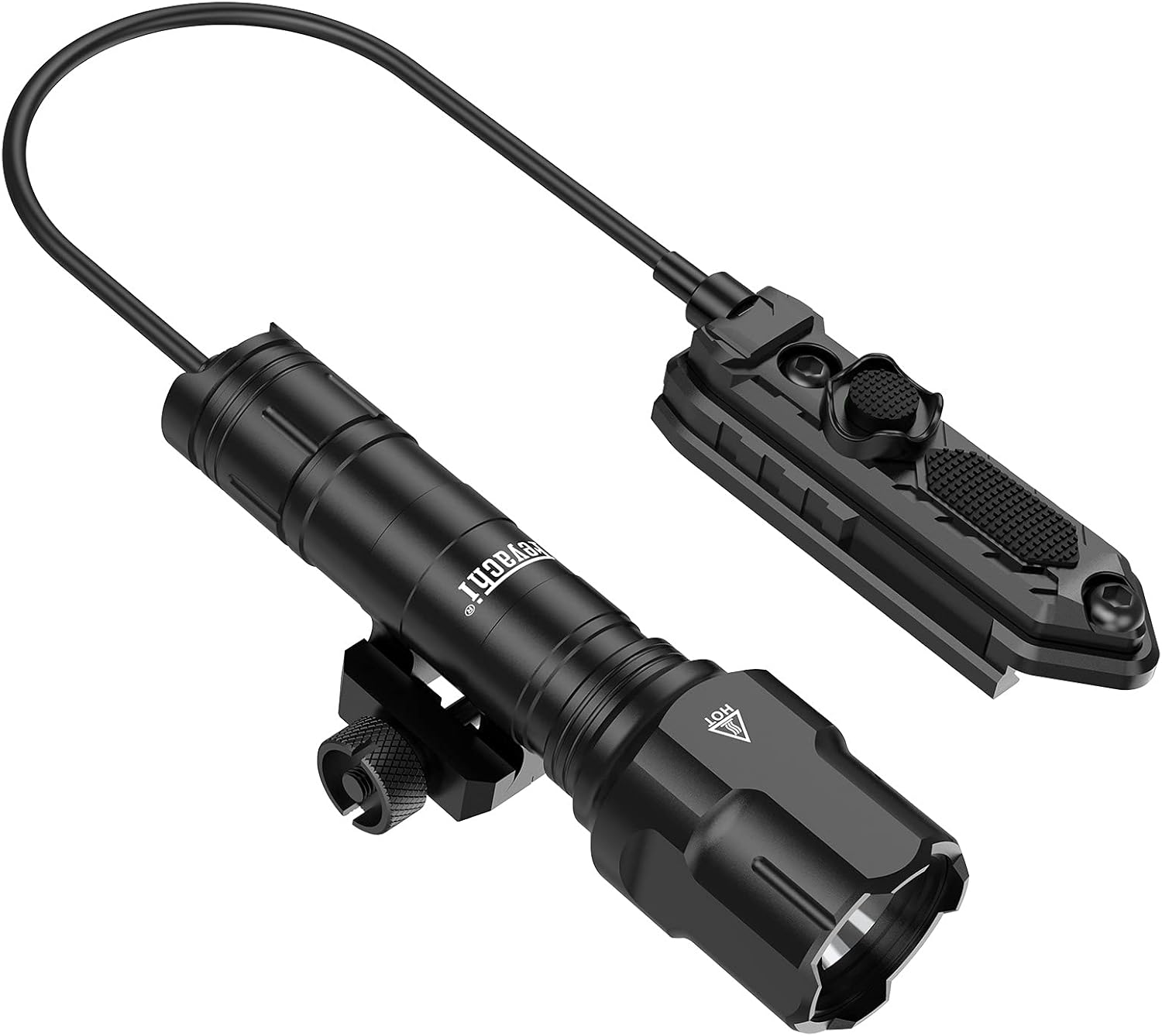 Feyachi WL25 Professional Tactical Flashlight 1200 Lumen LED Weapon Light with Pressure Switch, 3 Modes - High/Low/Strobe, USB Rechargeable Battery, Fixed Picatinny Rail Mount Pack of 2