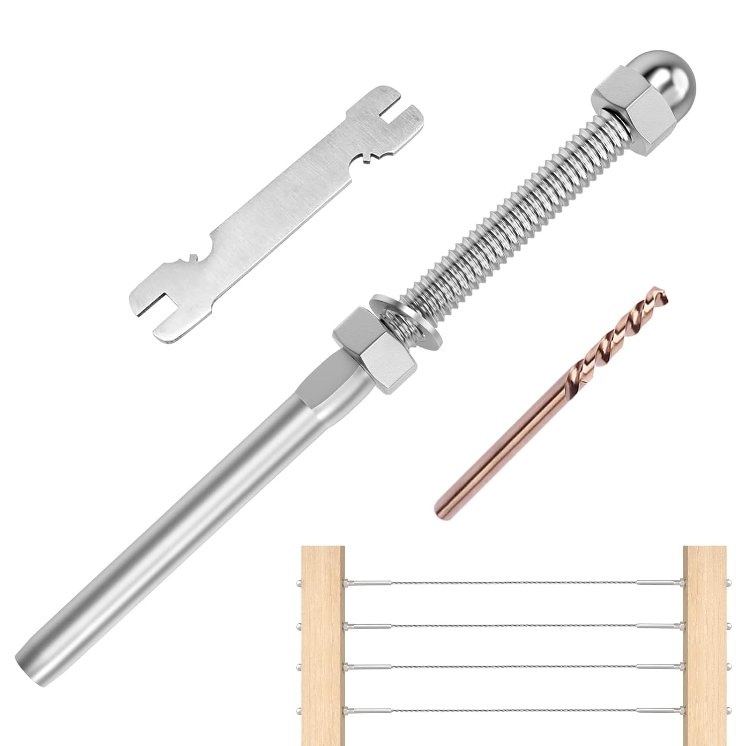 CKE 60 Pack Cable Railing Swage Threaded Stud Tension End Fitting Terminal for 1/8