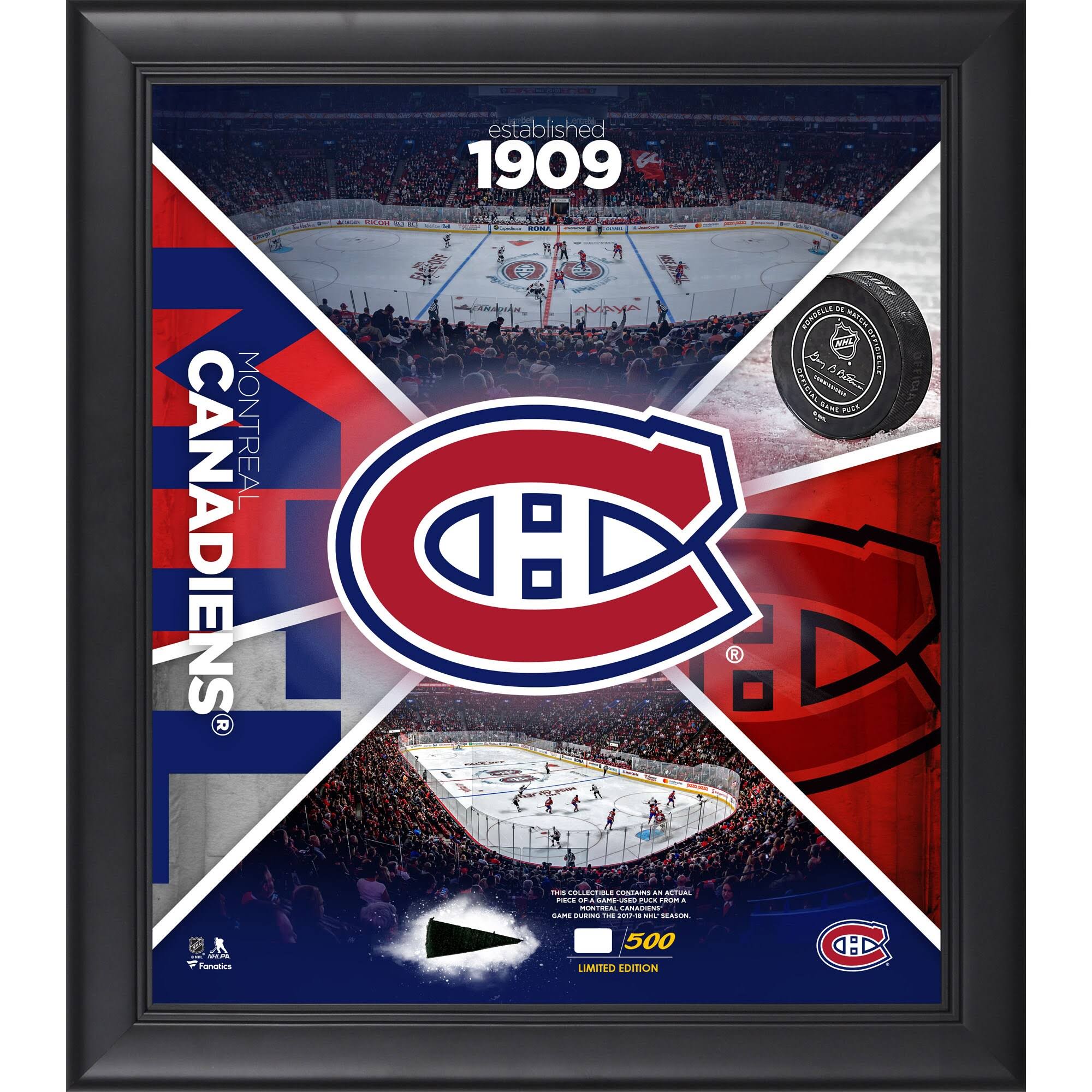 Fanatics Authentic Montreal Canadiens Framed 15x22 x 17x22 Team Impact Collage with A Piece of Game-Used Puck - Limited Edition