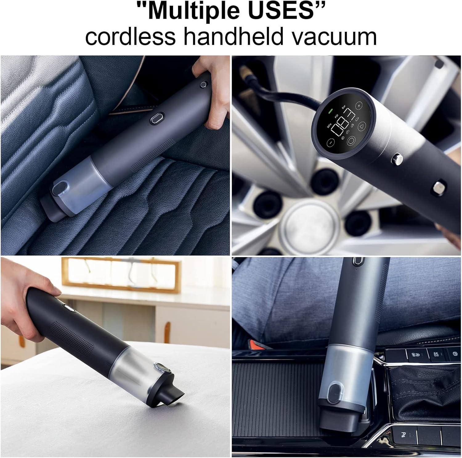 Lydsto Handheld Car Vacuum Cleaner Cordless,Tire Inflator 10000pa Suction Portable Air Compressor with Digital Tire Pressure Gauge LED Display High Power 50Mins Runtime Rechargeable for Home Pet Hair