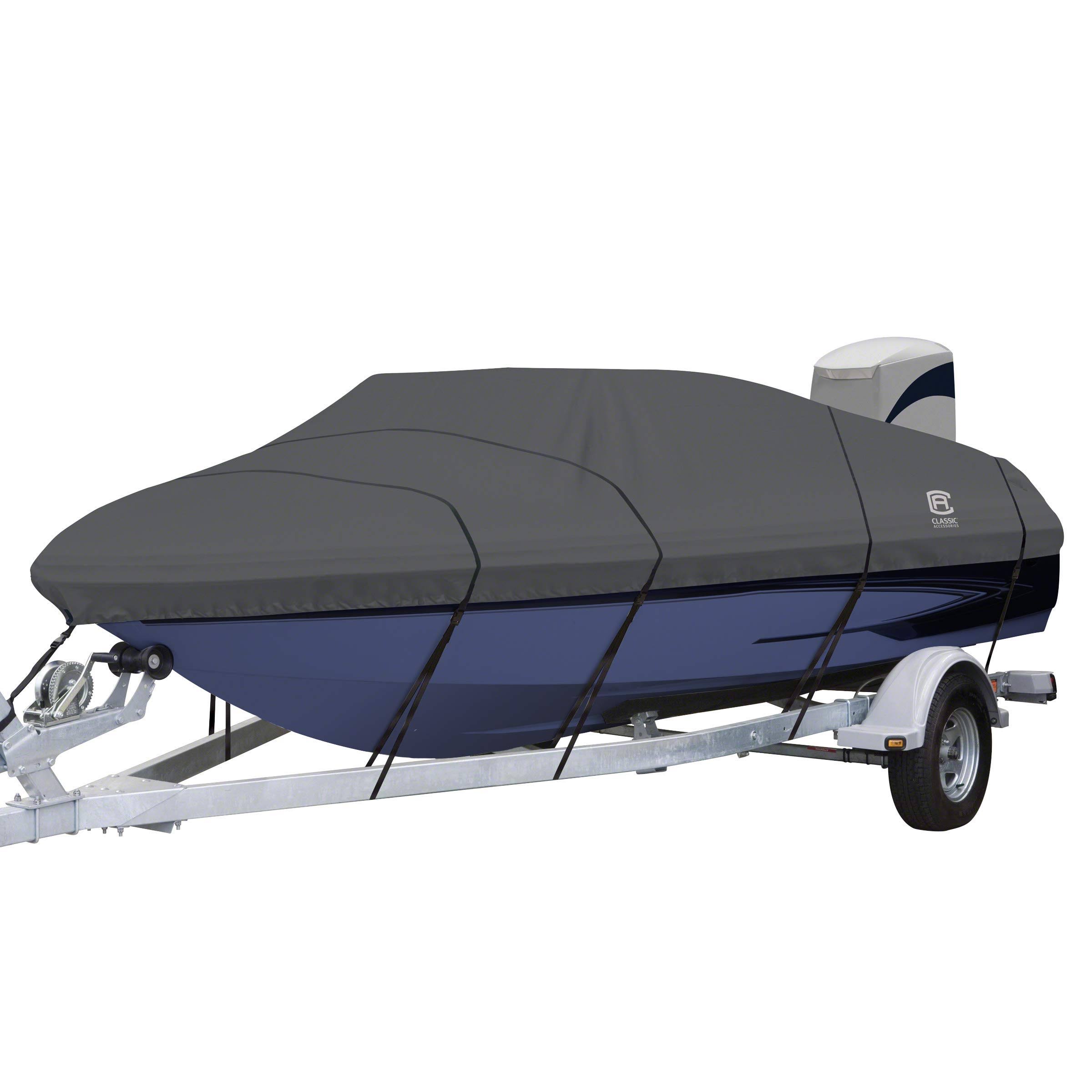 Classic Accessories StormPro Heavy Duty V-Hull Inboard/Outboard Cover with Support Pole, Fits Boats 19&6x22 - 20&6x22 L x 104x22