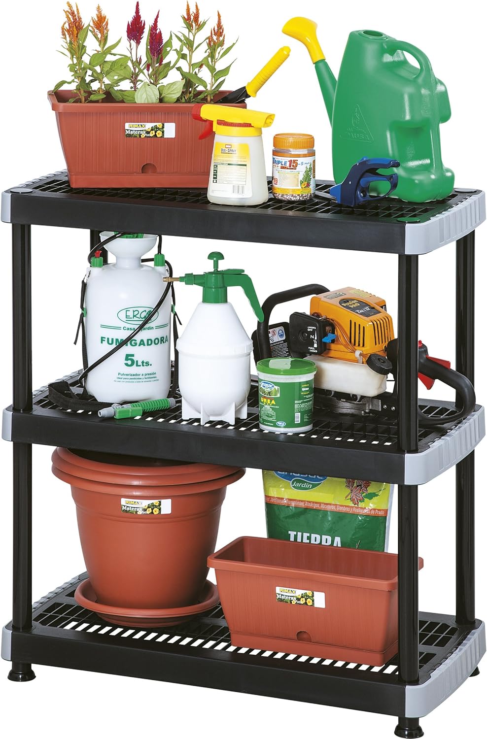 Rimax 3 Shelf Heavy Duty Storage Rack, Black