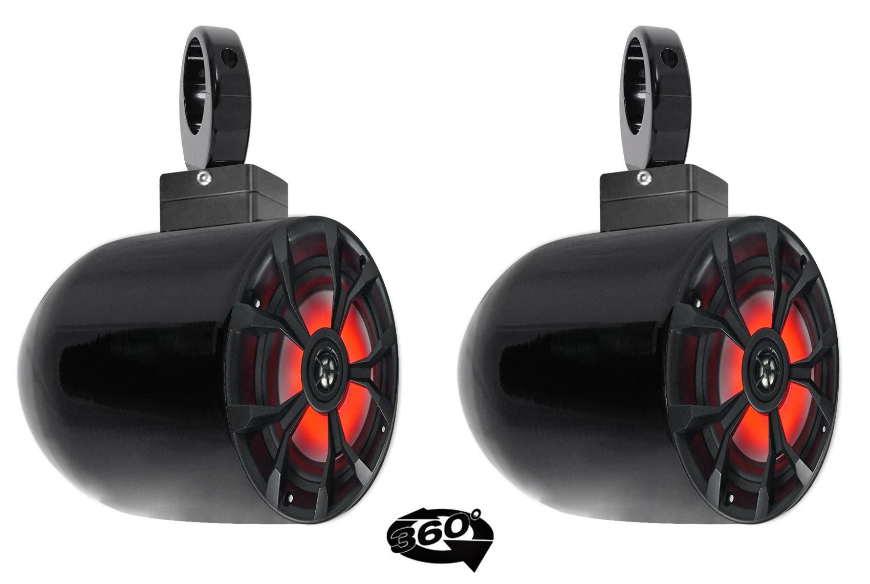 (2) Rockville 700W 6.5x22 LED 360&deg; Swivel Black Aluminum Wakeboard Tower Speakers