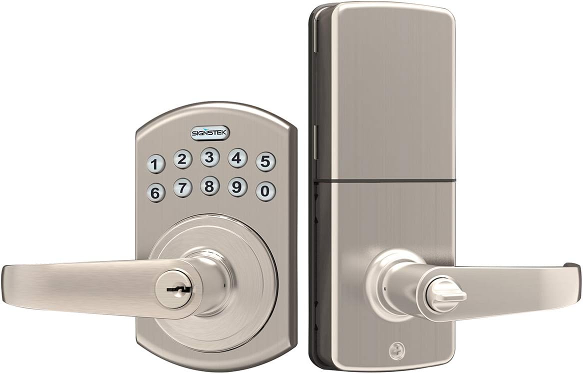 Signstek Keypad Entry Lever Door Lock with LED Backlit Keypad Password/Key Accessibles, Oil Rubbed Bronze