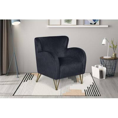 67.95Cm Wide Velvet Wingback Chair Mercer41 Fabric: Graphite Velvet