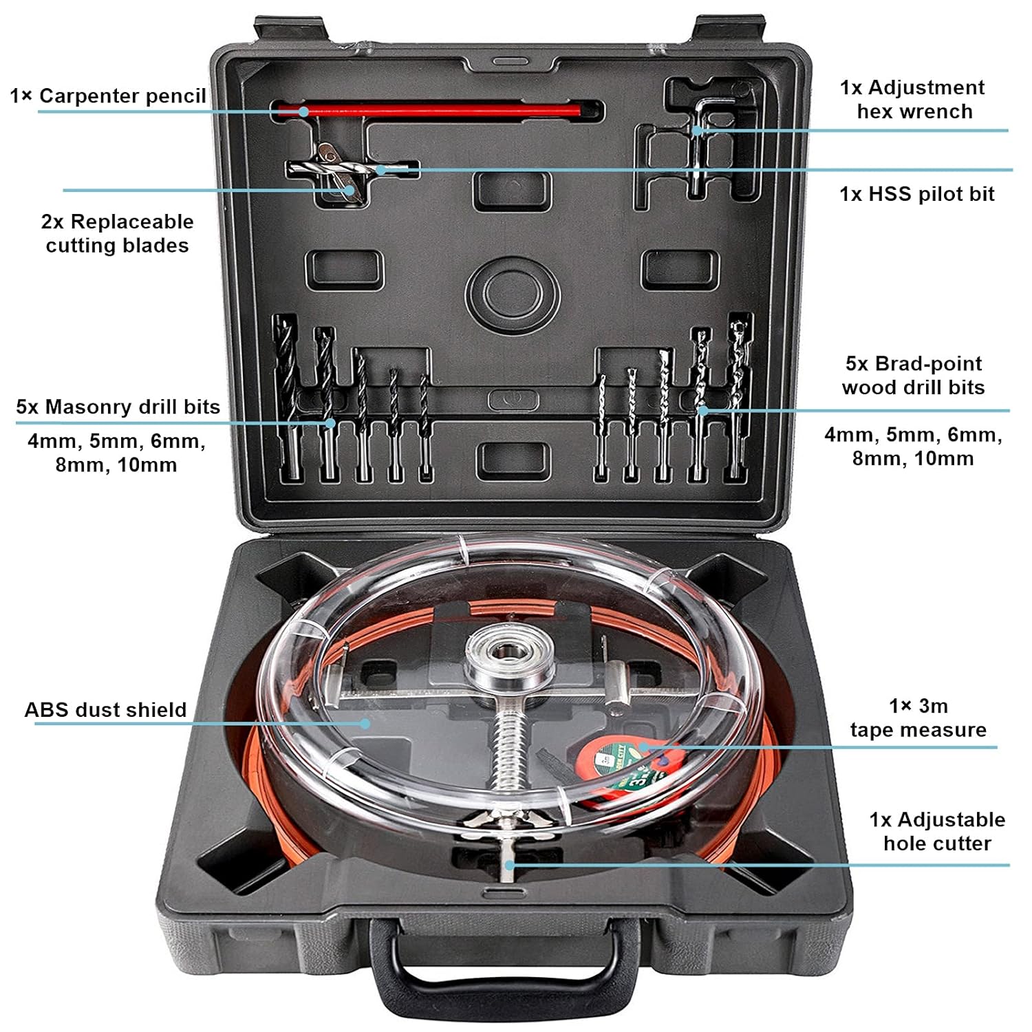 Toolly Adjustable Circle Hole Saw Cutter 1-5/8
