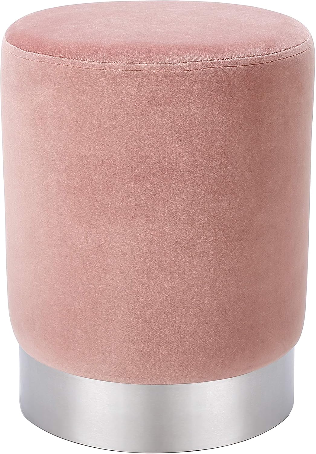 BIRDROCK HOME Round Dusty Rose Velvet Ottoman Foot Stool &ndash; Soft Compact Padded Stool - Great for The Living Room, Bedroom and Kids Room - Small Furniture (Dusty Rose)