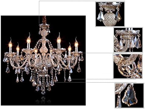 Cognac 8 Lights K9 Crystal Chandelier Modern Luxurious Light Candle Pendant Lamp Ceiling Living Room Lighting for Dining Living Room Bedroom Hallway Entry 31x28 Inch Gifts (Cognac Color)