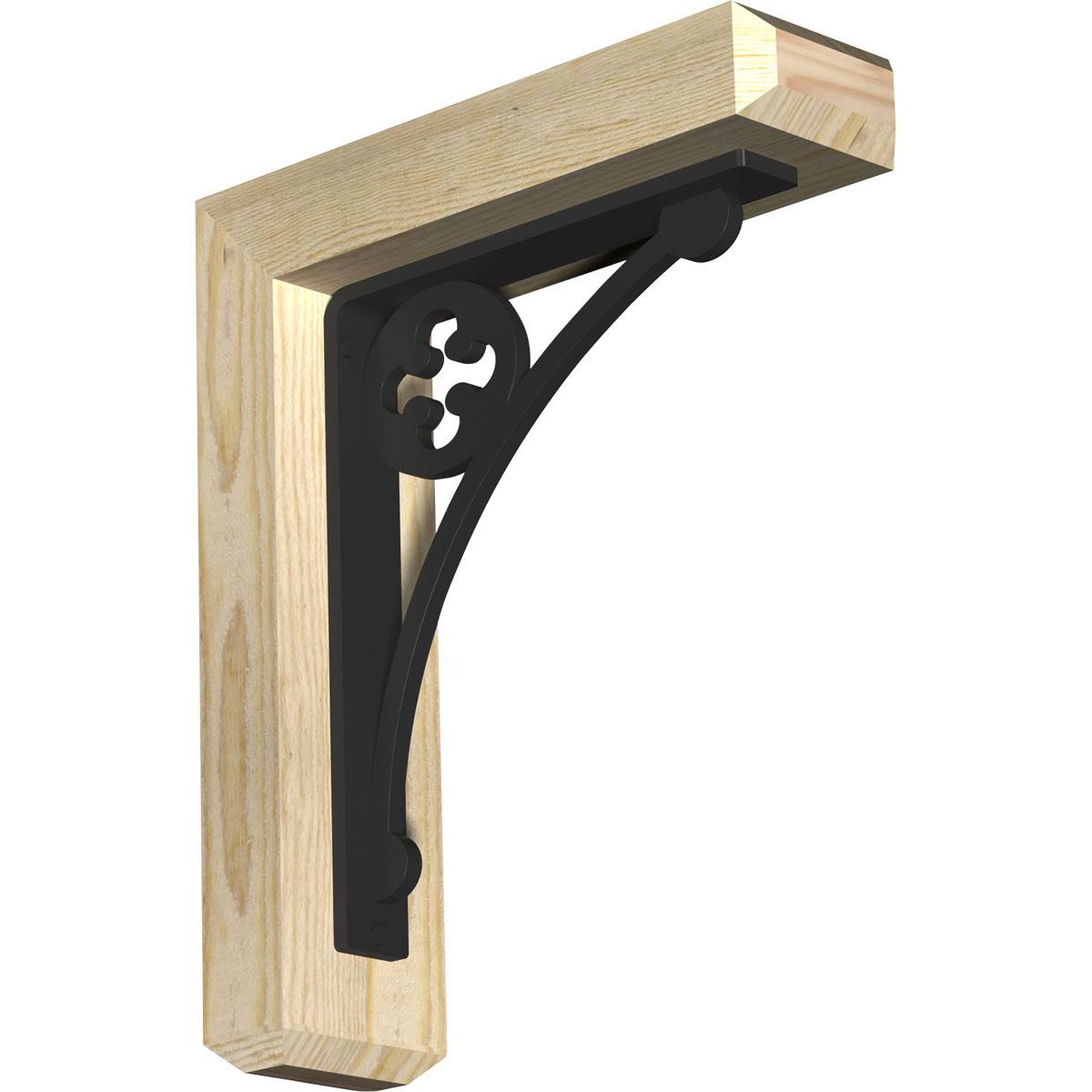 4x22W x 14x22D x 16x22H Crawley Craftsman Ironcrest Rough Sawn BRACKET, Douglas Fir (1 1/2x22W x 10x22D x 12x22H Iron Bracket)
