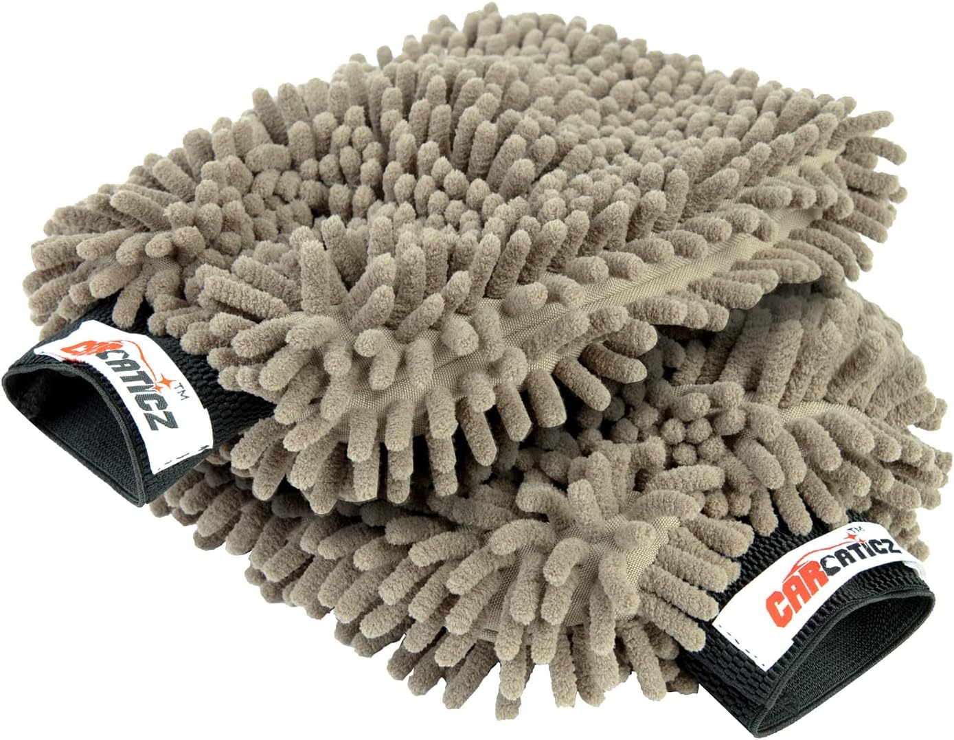 CARCATICZ Microfiber Car Wash Mitt 2 Pack, Car Washing Gloves, Scratch-Free, Strong Water Absorption Premium Microfiber Mitt Car Wash, Grey Color, 11'' x 8.7''