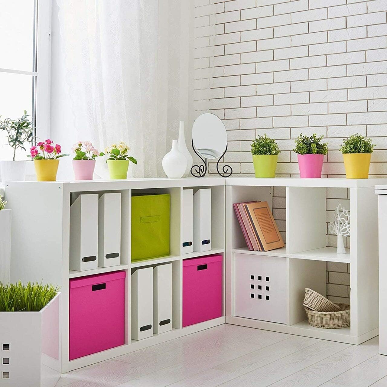 CAPHAUS 2-Cube/4-Cube/6-Cube Extra Thick Exterior Edge, Sturdy Room Organizer, Storage Divider, Bookcase, Toy Storage, w/Cube Storage Bins Options, Espresso or White Pack of 2