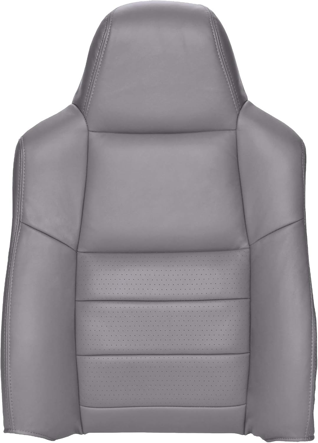 The Seat Shop Driver Top Replacement Perforated Leather Seat Cover - Medium Flint Gray (Compatible with 2002-2007 Ford F250 and F350 Lariat Crew Cab)