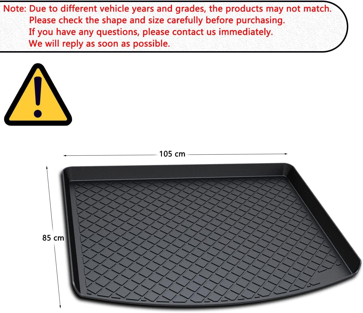 Aiqiying Cargo Liners，Black Heavy Duty Rubber Waterproof Rear Cargo Tray Trunk Floor Mat Protector Compatible with 2013 2014 2015 2016 2017 2018 2019 Ford Escape Pack of 2