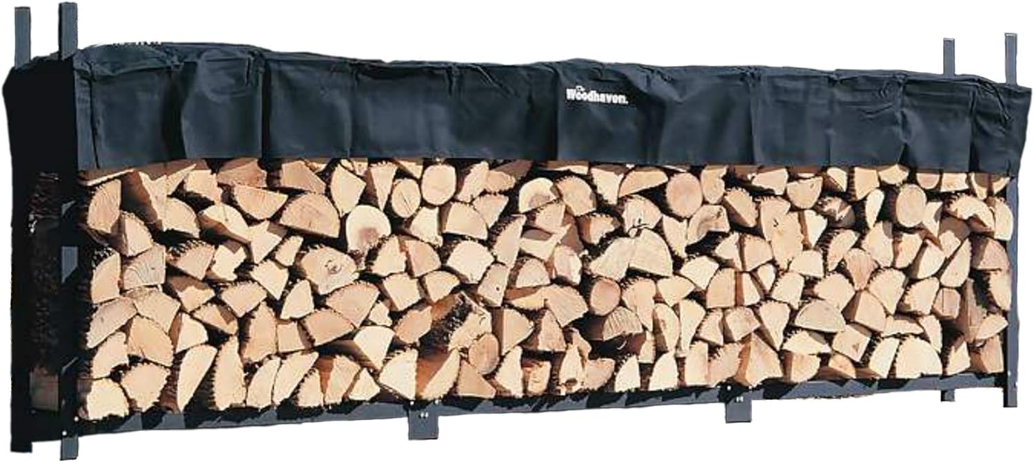 The Woodhaven 12 Foot Firewood Log Rack with Cover