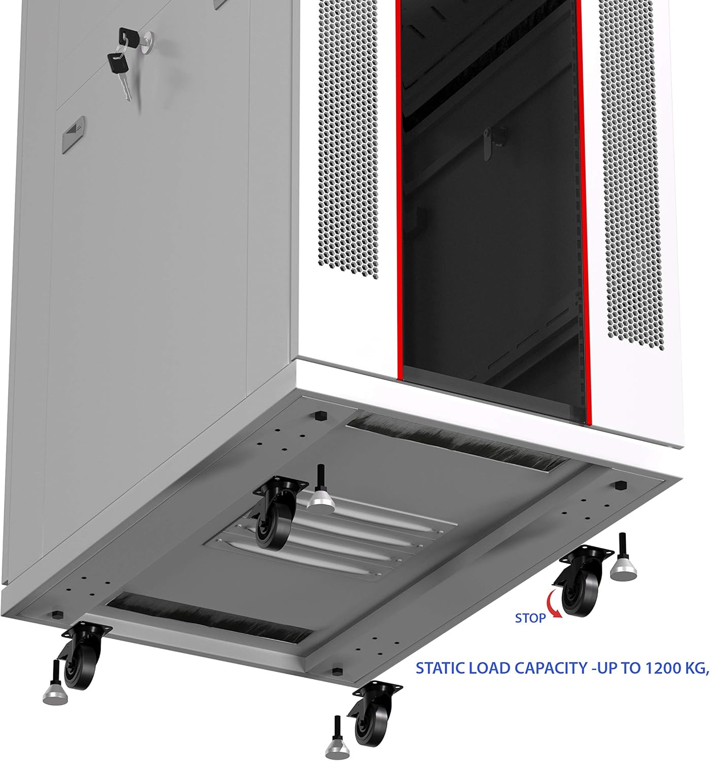 Sysracks 18U 35 Inch Deep Grey White Server Rack IT Network Data Rack Cabinet Enclosure Fully Lockable on Wheels - LCD Screen - Ventilation System - PDU - Glass Door - Rich Accessories Kit