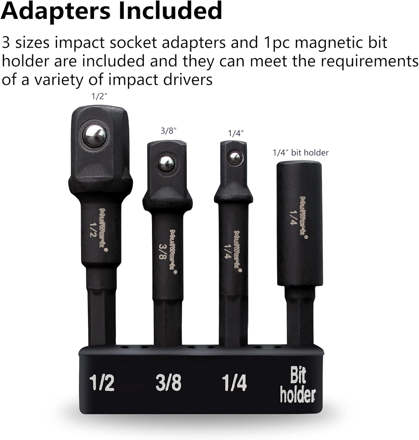 MulWark 16PC Magnetic Nut Driver Set - 1/4&rdquo; Hex Head Impact Driver Bit Set |SAE and Metric Screwdriver, Manganese Phosphate Blackening Nut Setter Drill Bit Tools W/ Impact Socket Adapters & Bit Holder