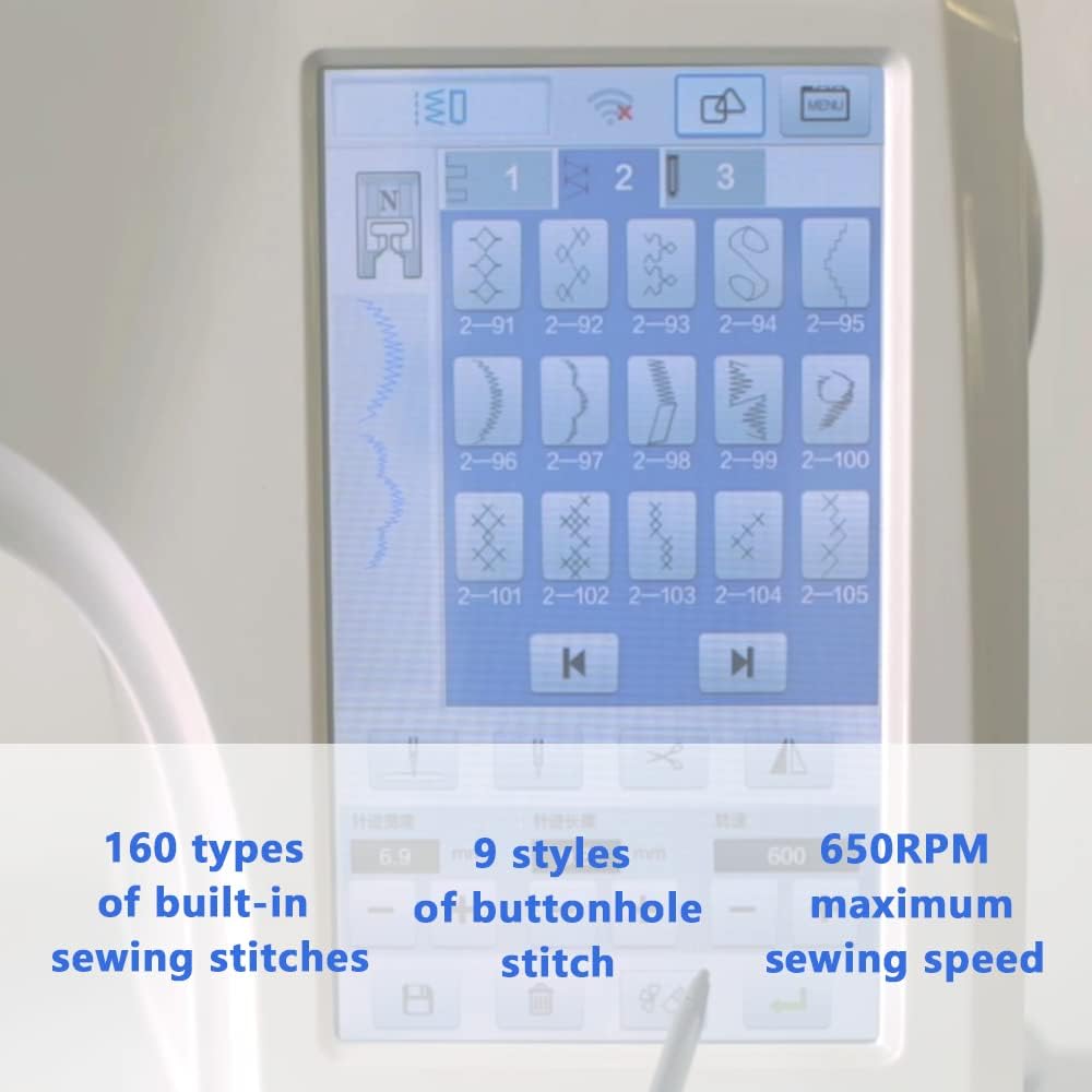 AVERMA ES3 Computerized Sewing & Embroidery Machines,96 Designs,160 Built-in Stitches,3.94'' x 9.25'' Embroidery Area,Large 7'' LCD Color Touch Screen and 12 Embroidery Threads for Homeuse