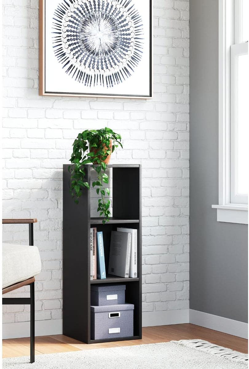 Ashley Furniture Langdrew Three Cube Organizer, Black Pack of 2