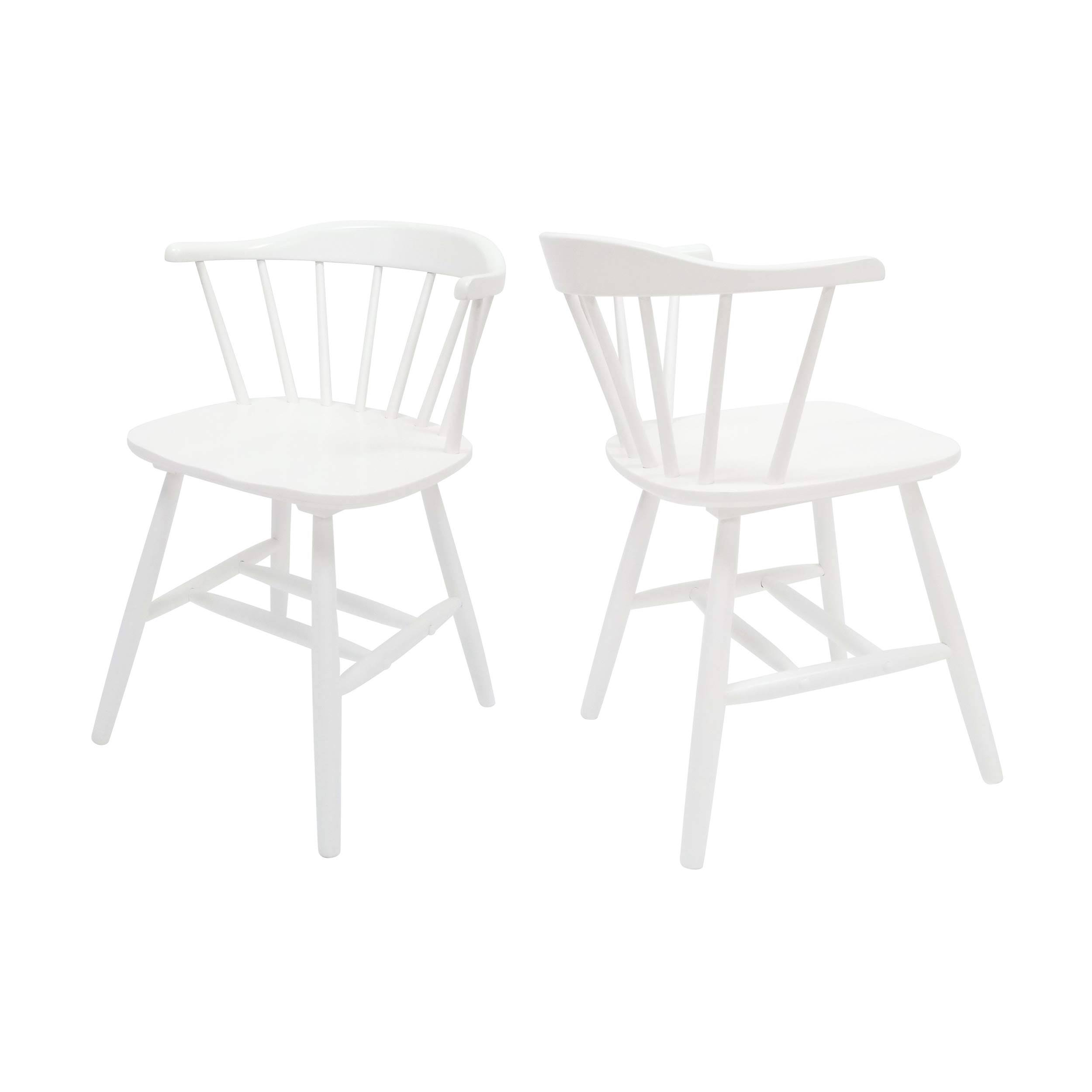 Mia Farmhouse Spindle Back Rubberwood Dining Chairs (Set of 2) White