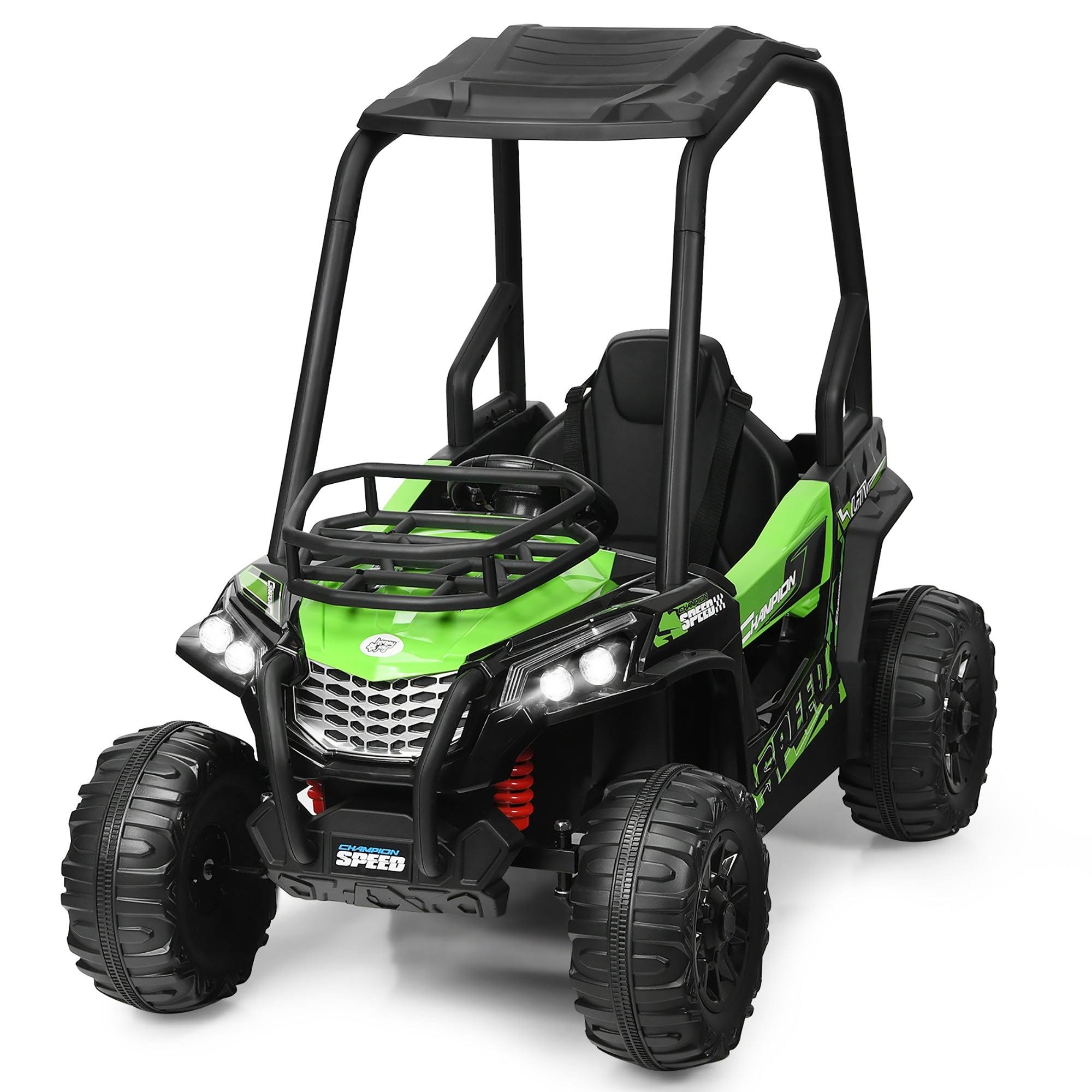 Costway 12V Kids Ride on Off-Road UTV Truck RC Electric Car w/MP3 u0026 - Green u0026 Black