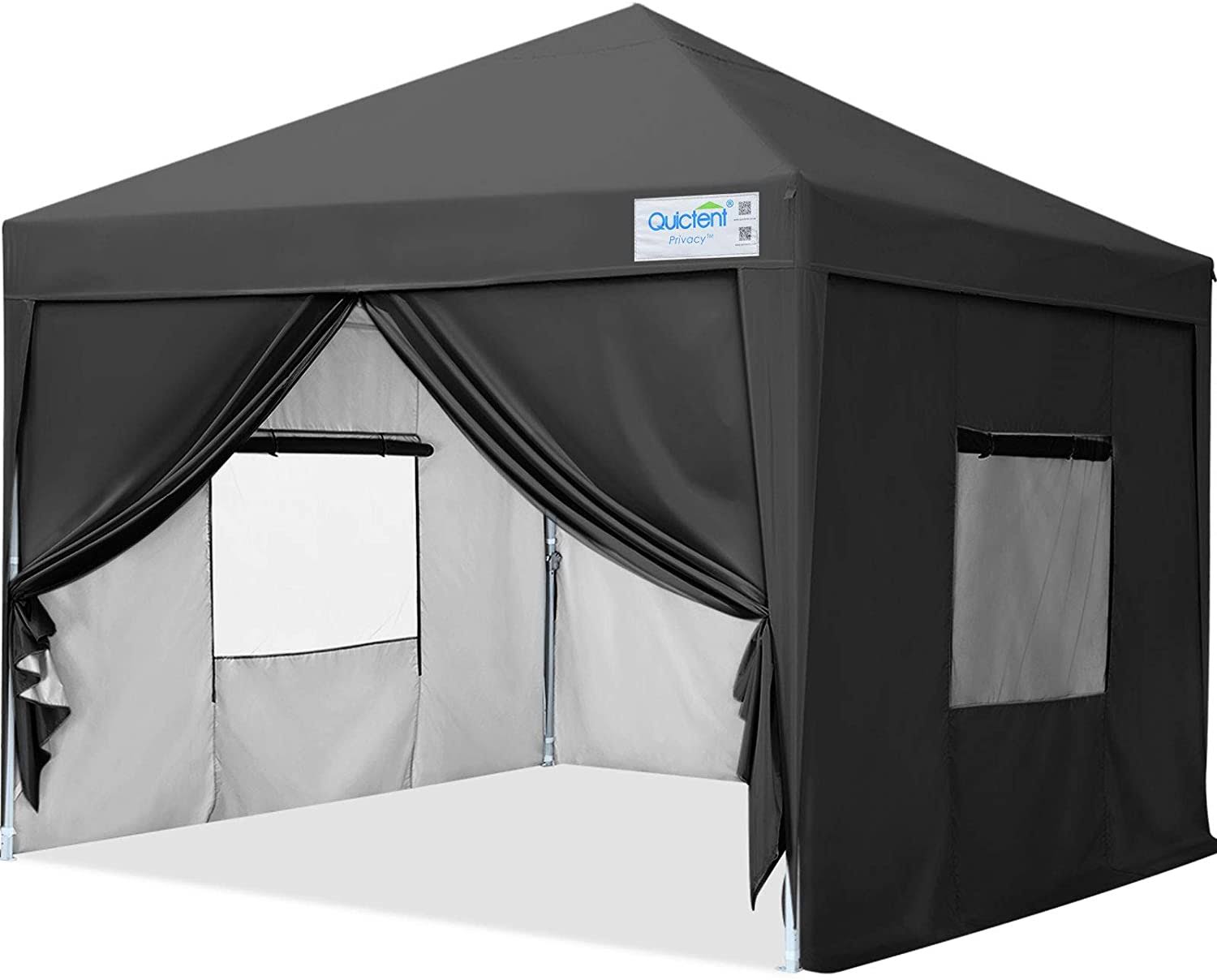 Quictent 10& x 10& Pop Up Canopy with Sides(7 Colors) Black