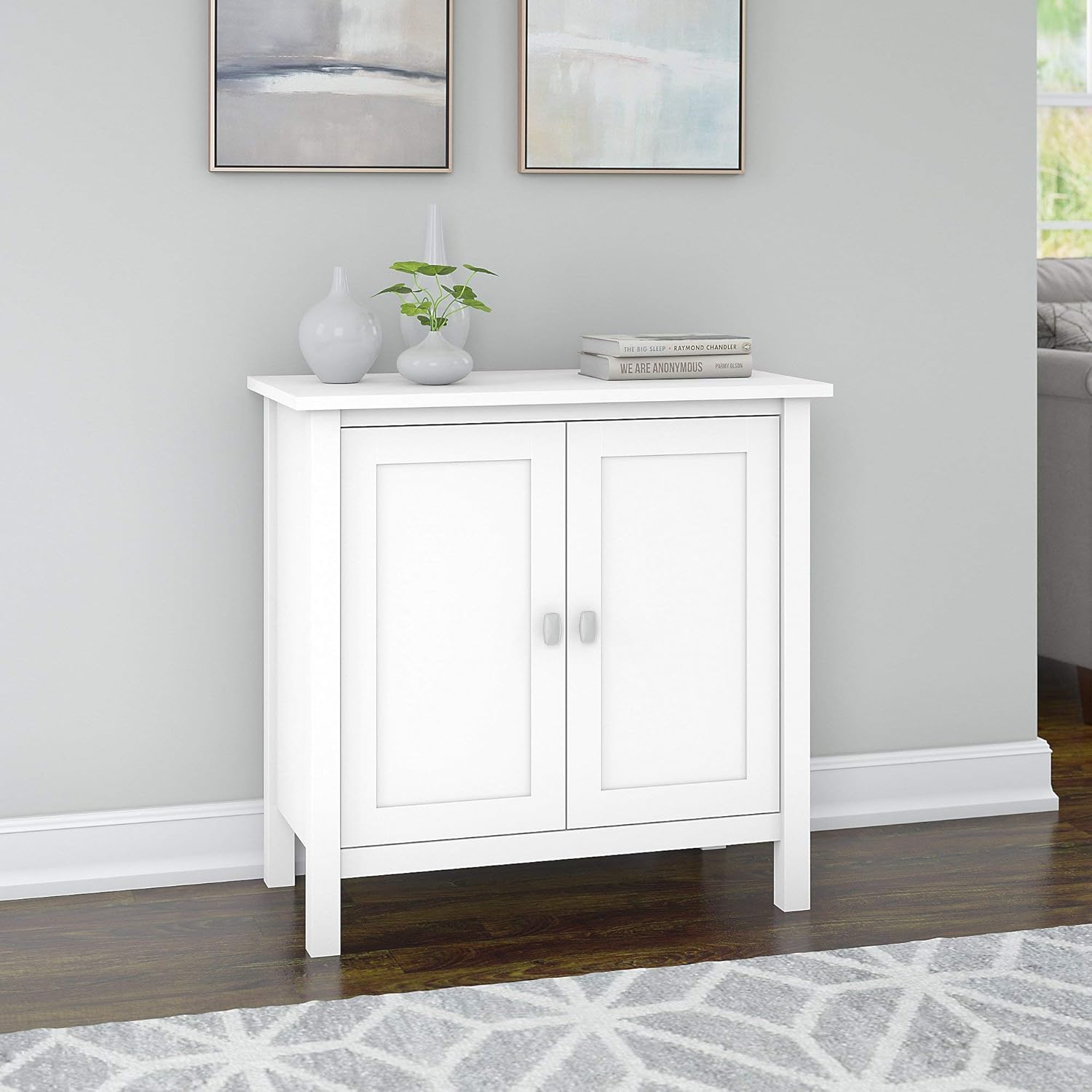 Bush Furniture Broadview Accent Storage Cabinet with Doors, Pure White