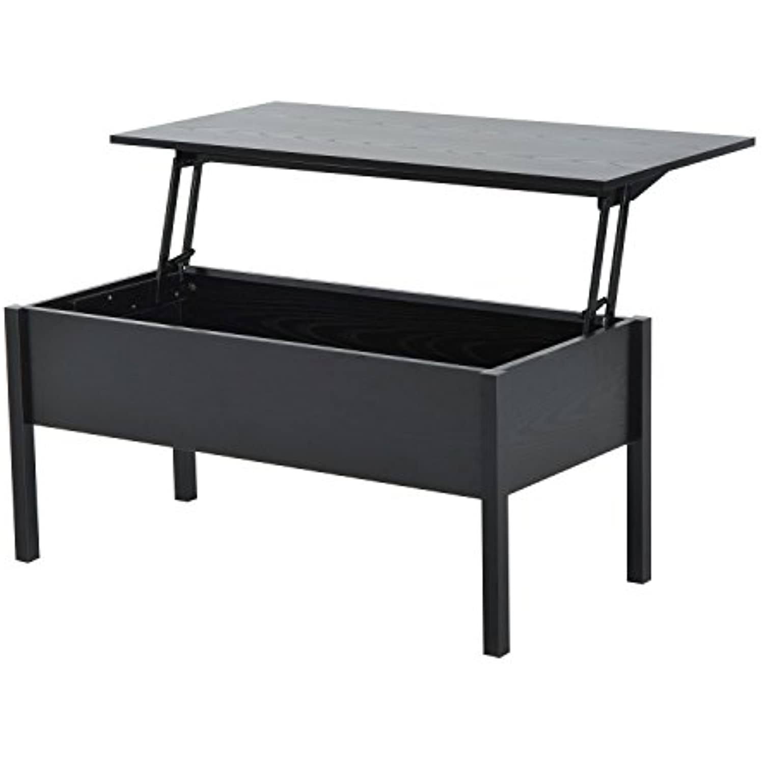 HOMCOM Lift Top Coffee Storage Table, Black