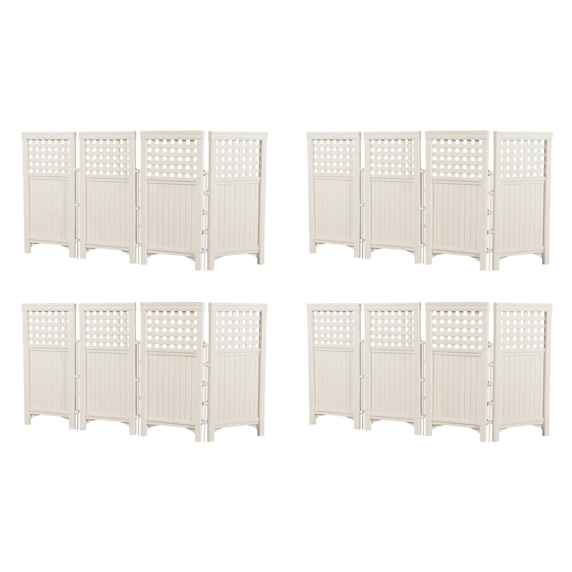 Suncast Outdoor Steel and Resin 4 Panel Screen Yard Enclosure Taupe 4 Pack