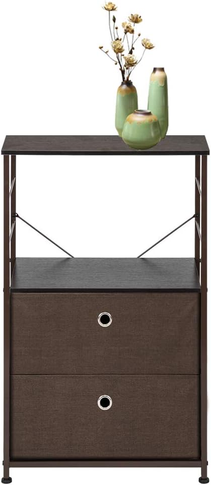 Nightstand 2-Drawer Shelf Storage Bedside Furniture & Accent End Table Chest for Home, Bedroom, Office, College Dorm (Gray)