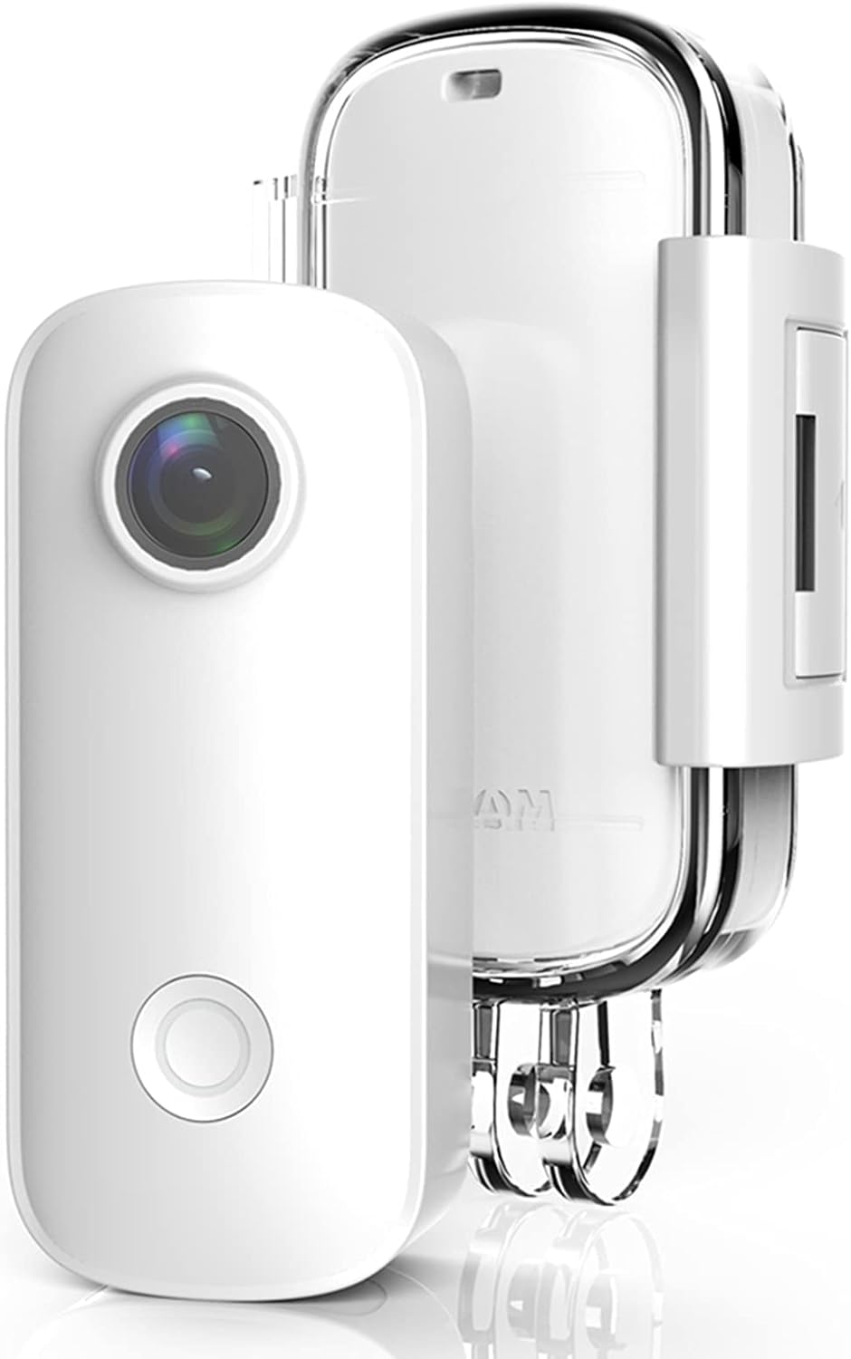 SJCAM Small Action Camera 1080P 30FPS WiFi Sports Cameras 98FT Underwater Waterproof Cam with Wearable and Mounting Camera Accessories for Travel, Sports, Vlog(C100 White) Pack of 2