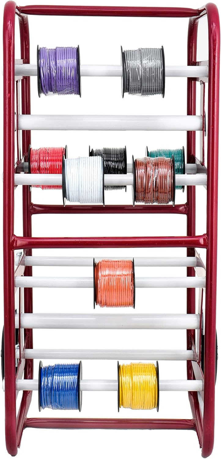 AdirPro Transportable Multiple Axle Cable Caddy - Multi-Spool Wire Rack Dispenser - Easy Use Cable Holder & Distribution - for Workplace Efficiency