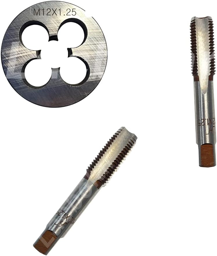 Lacbolar HSS Metric Right Hand Thread Tap and Die Set 3PCS (M12 x 1.25mm)