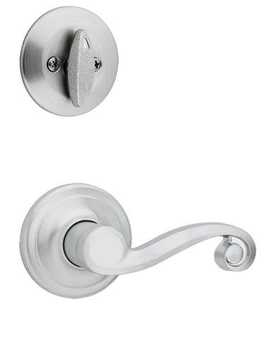 Kwikset / 604 Single Cylinder Interior Trim Pack / Lido Lever / Left Hand / Satin Chrome / 604LLLH26D