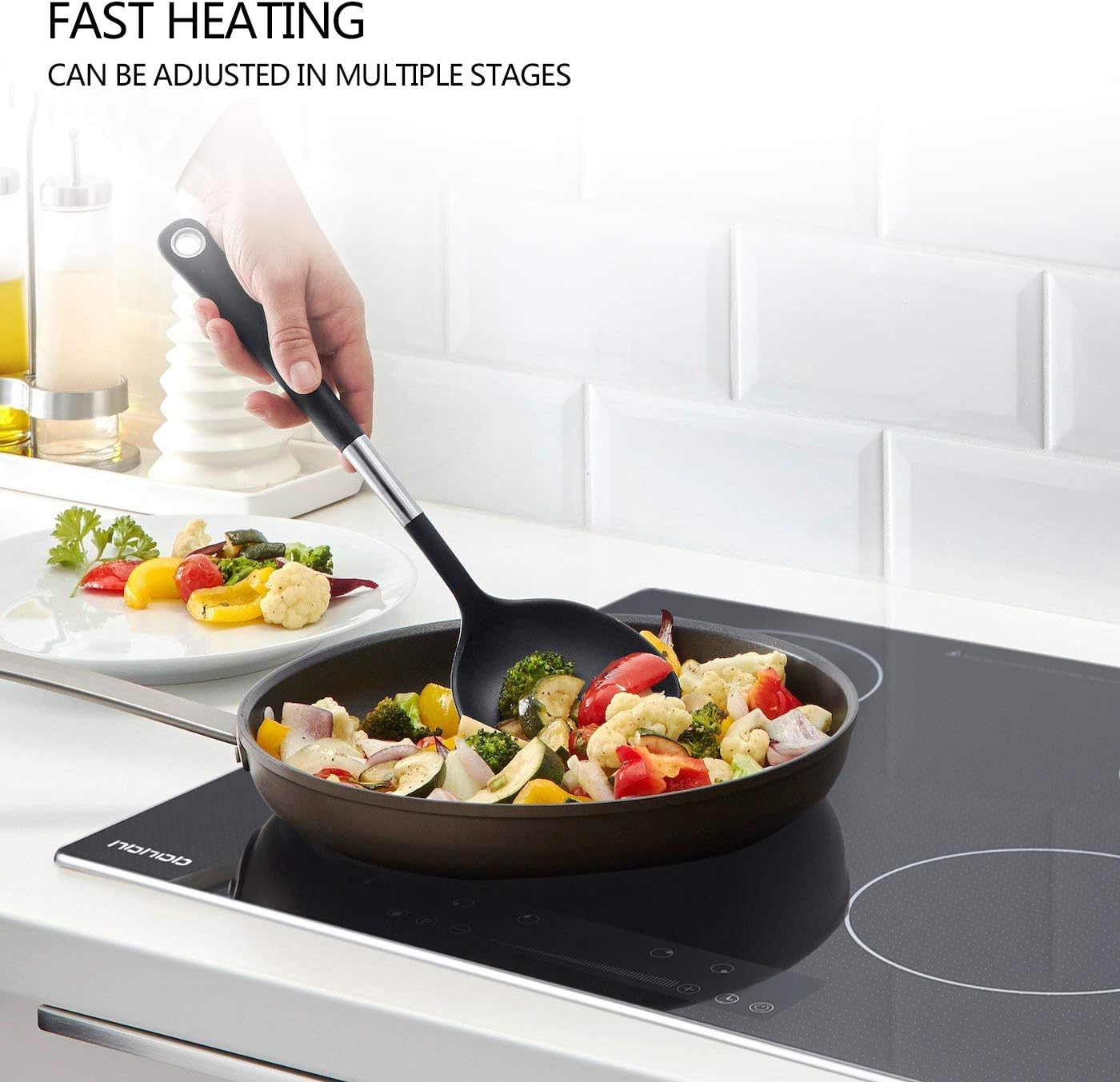24 Inch Induction Cooktop, Stove Top Electric Cooktop, 4-Burner Electric Induction, Black Vitro Ceramic Smooth Surface Glass Gasland Chef, 220V Electric Induction Cooker, Timer & Safety Lock.