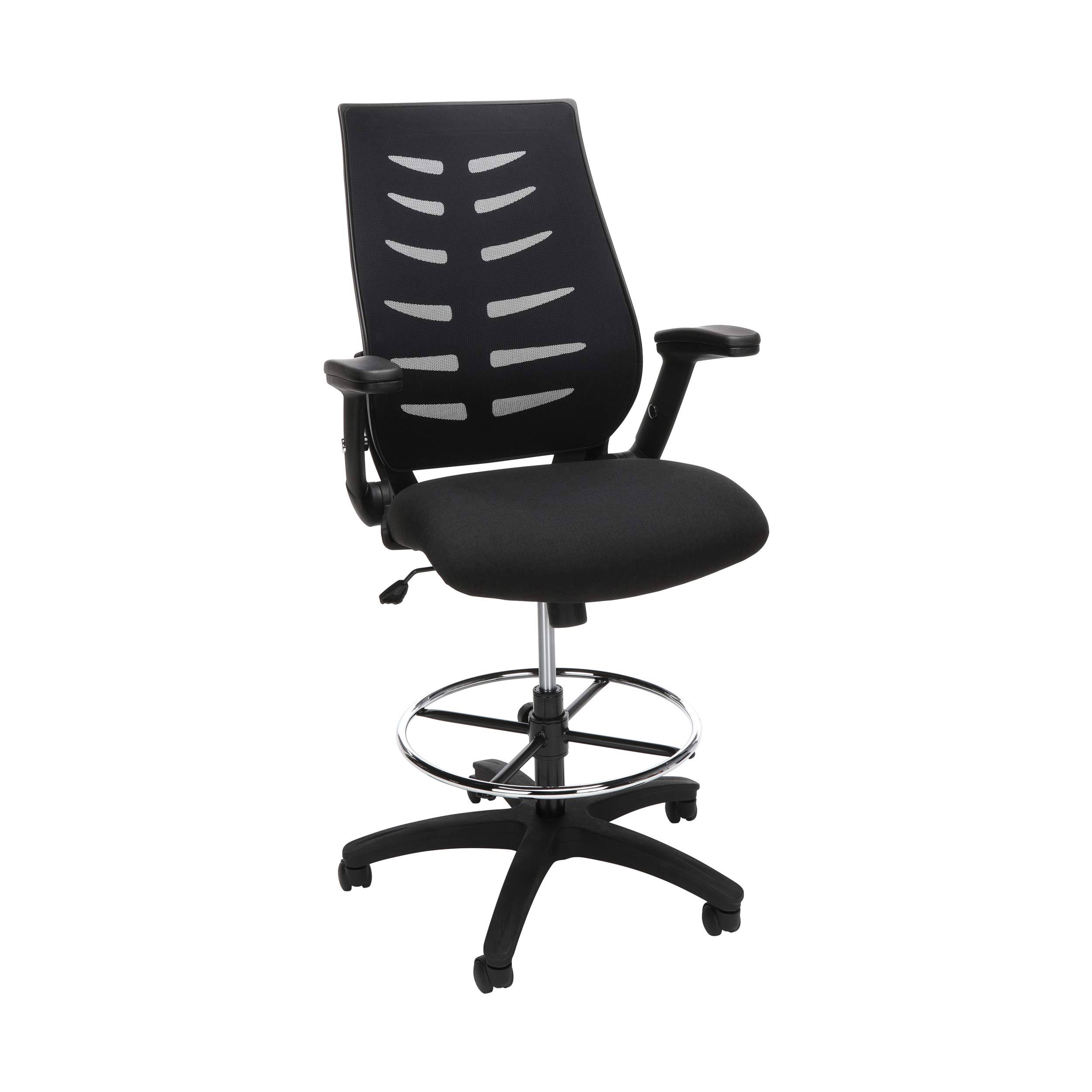 Ofm 531 Mid Back Mesh Chair, Drafting Stool, with Lumbar SUPPORT, Black