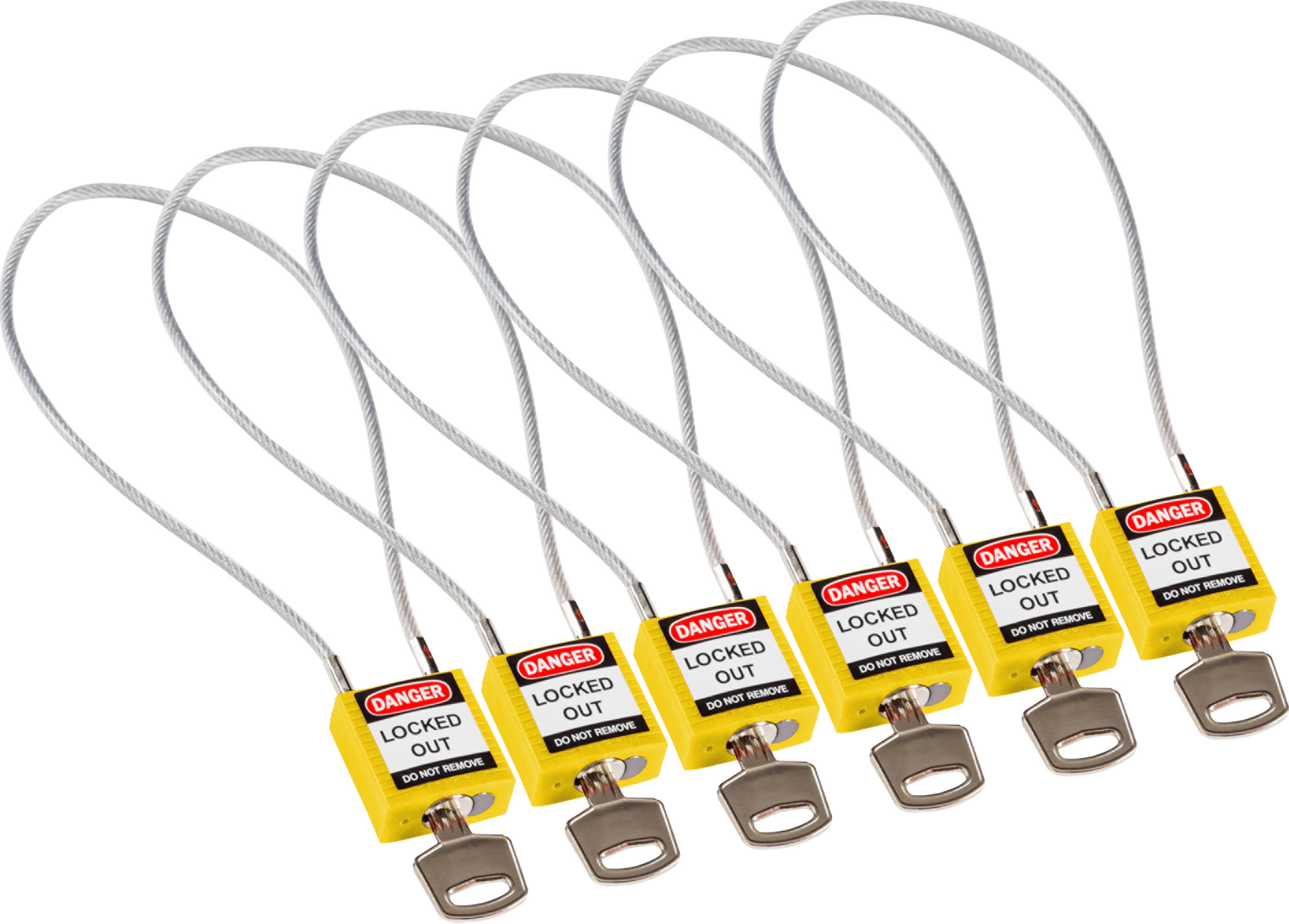 Brady 146133, 40cm Compact Cable Padlock KA - Yellow