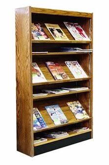 Single Face Open Back Magazine Shelf W.C. Heller Color: Dark Mahogany