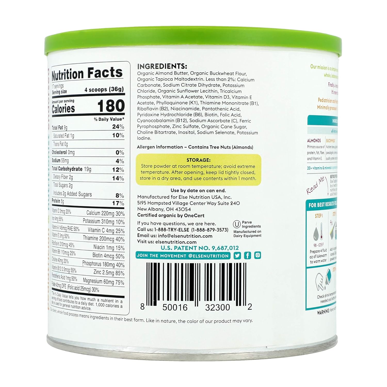 (4-Pack) Else Plant-Based Complete Nutrition Formula for Toddlers 12 mo.+, 22 Oz., Dairy-Free, Soy-Free, Corn-Syrup Free, Gluten-Free, Non-GMO, All Natural, Vitamins and Minerals for, Vegan, Organic