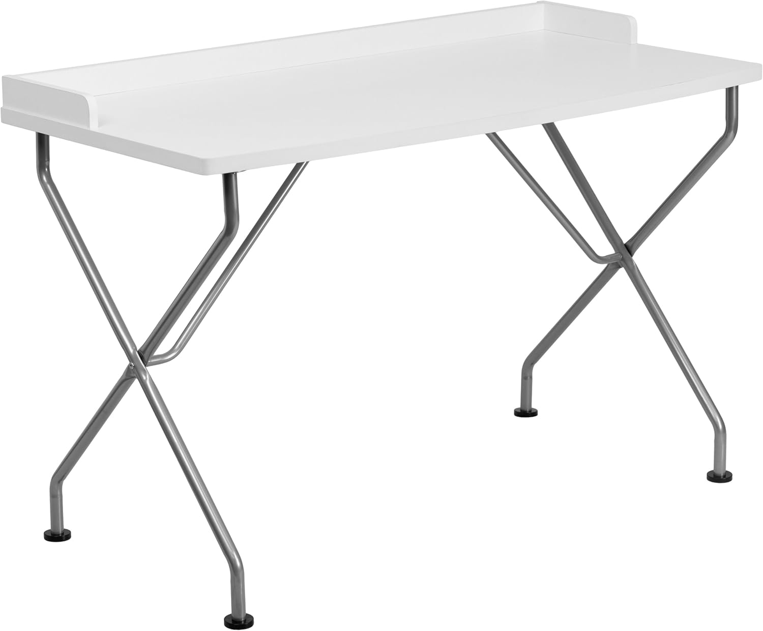 Flash Furniture Black Computer Desk with Raised Border and Silver Metal Frame