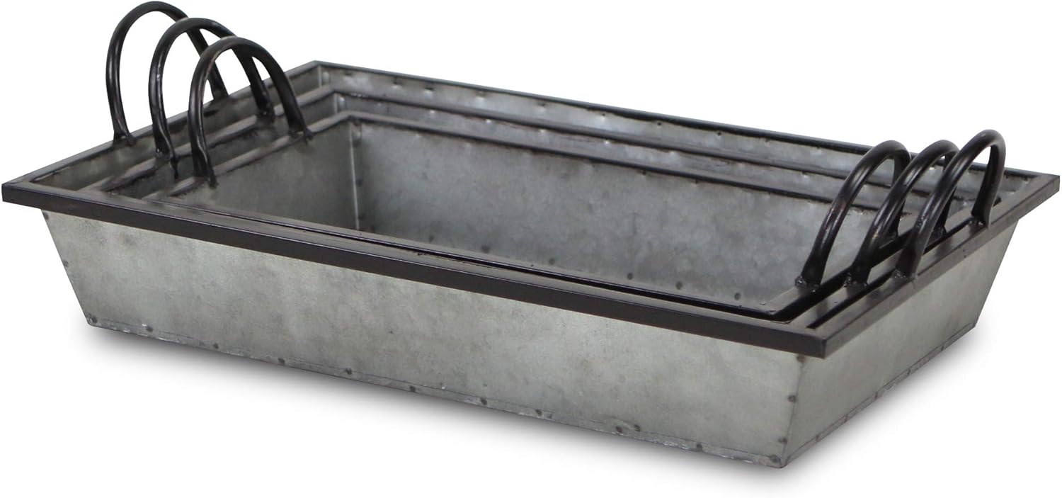 Cheung's FP-4002-3 Metal Tapered Tray with Metal Side Handles| Set of 3 Pack of 2